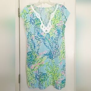 Lilly Pulitzer Womens Brewster T-Shirt Cap Sleeve Dress Blue Heaven M